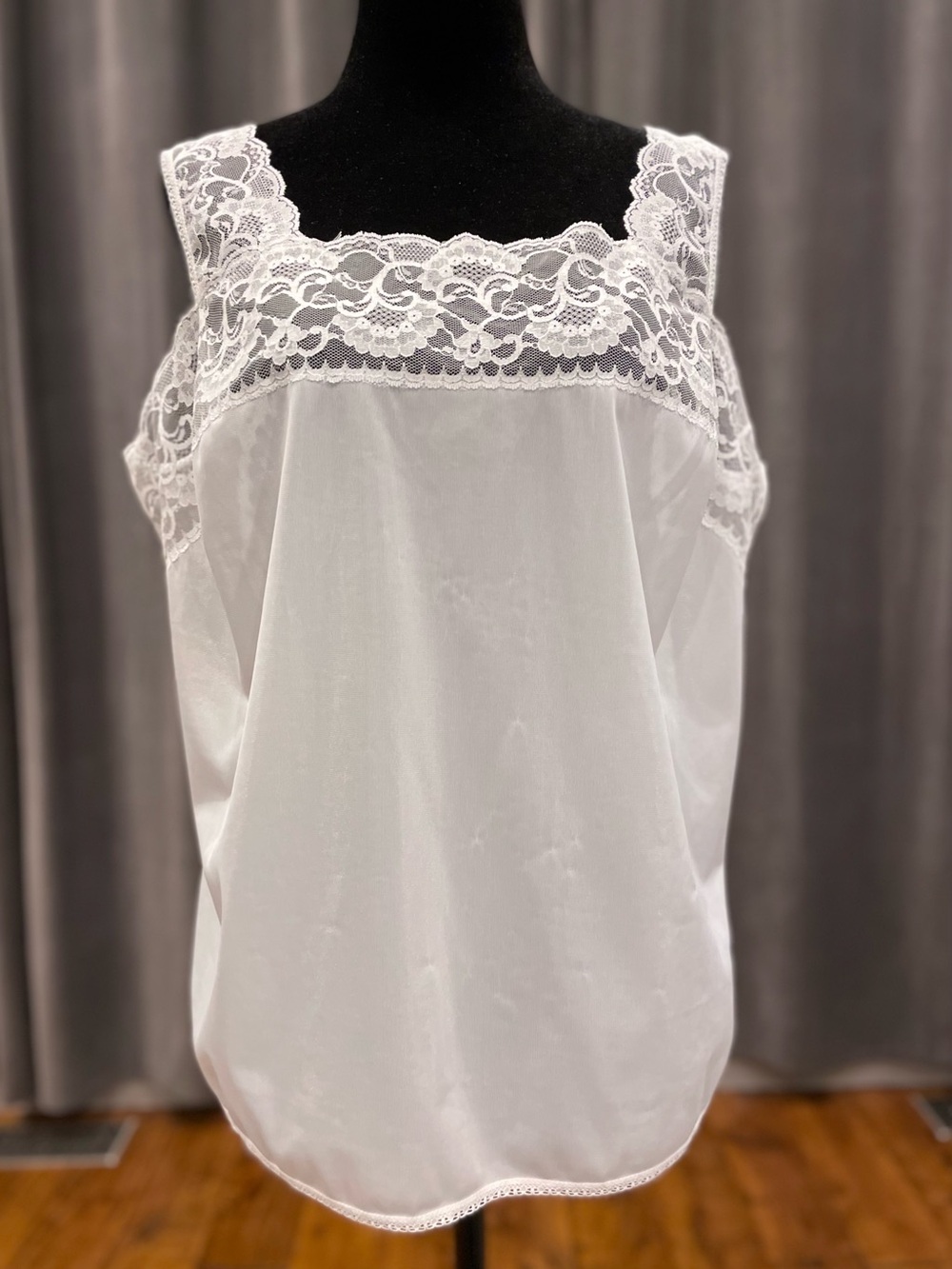 Vintage Vanity Fair white satin camisole XL